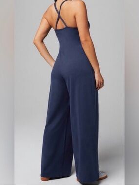 Fabletics cloud Navy Wide-Leg Jumpsuit with Crossback Straps
